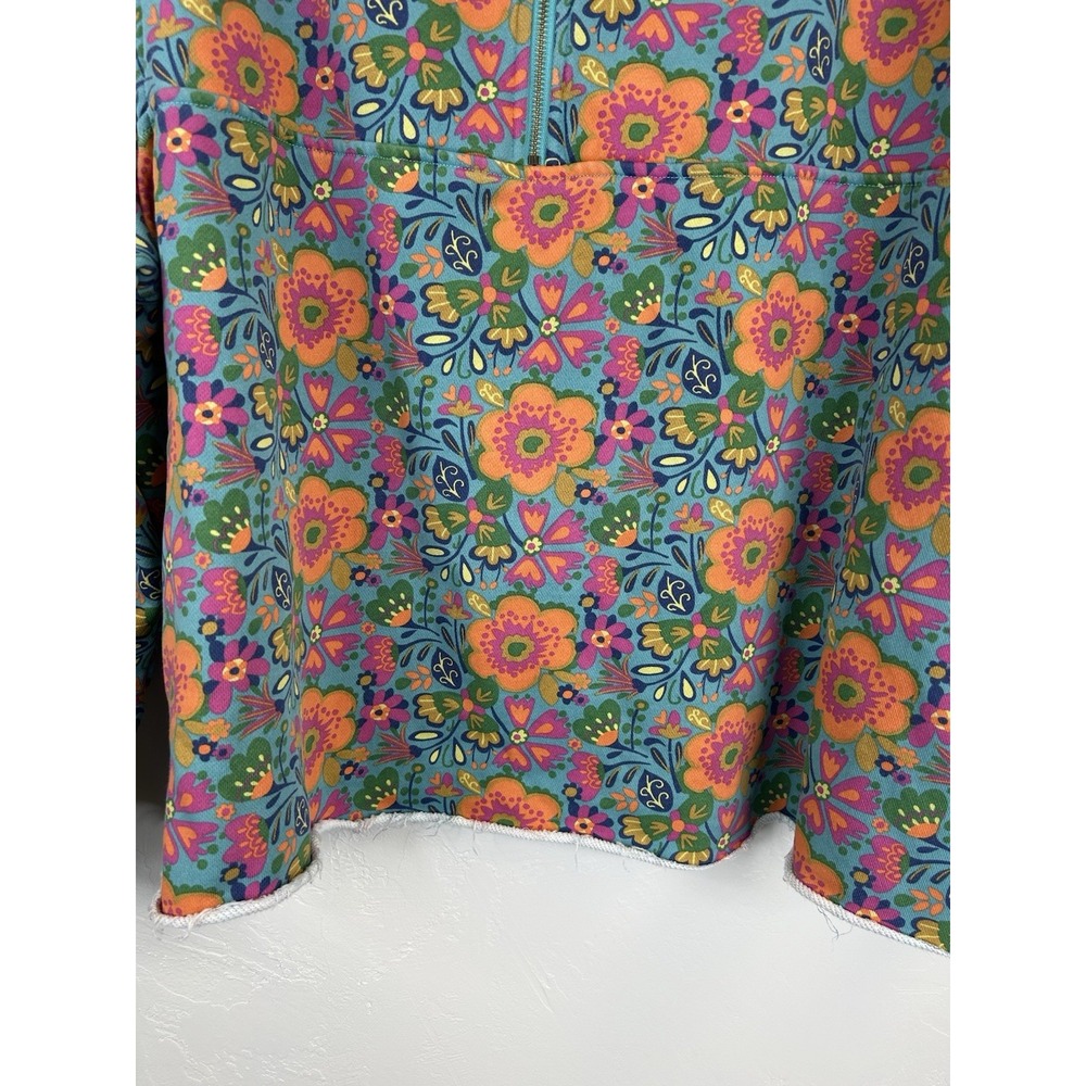 Natural Life Floral Quarter Zip Pullover Size S/M Boho Hippie Cottagecore Cozy - Picture 5 of 10